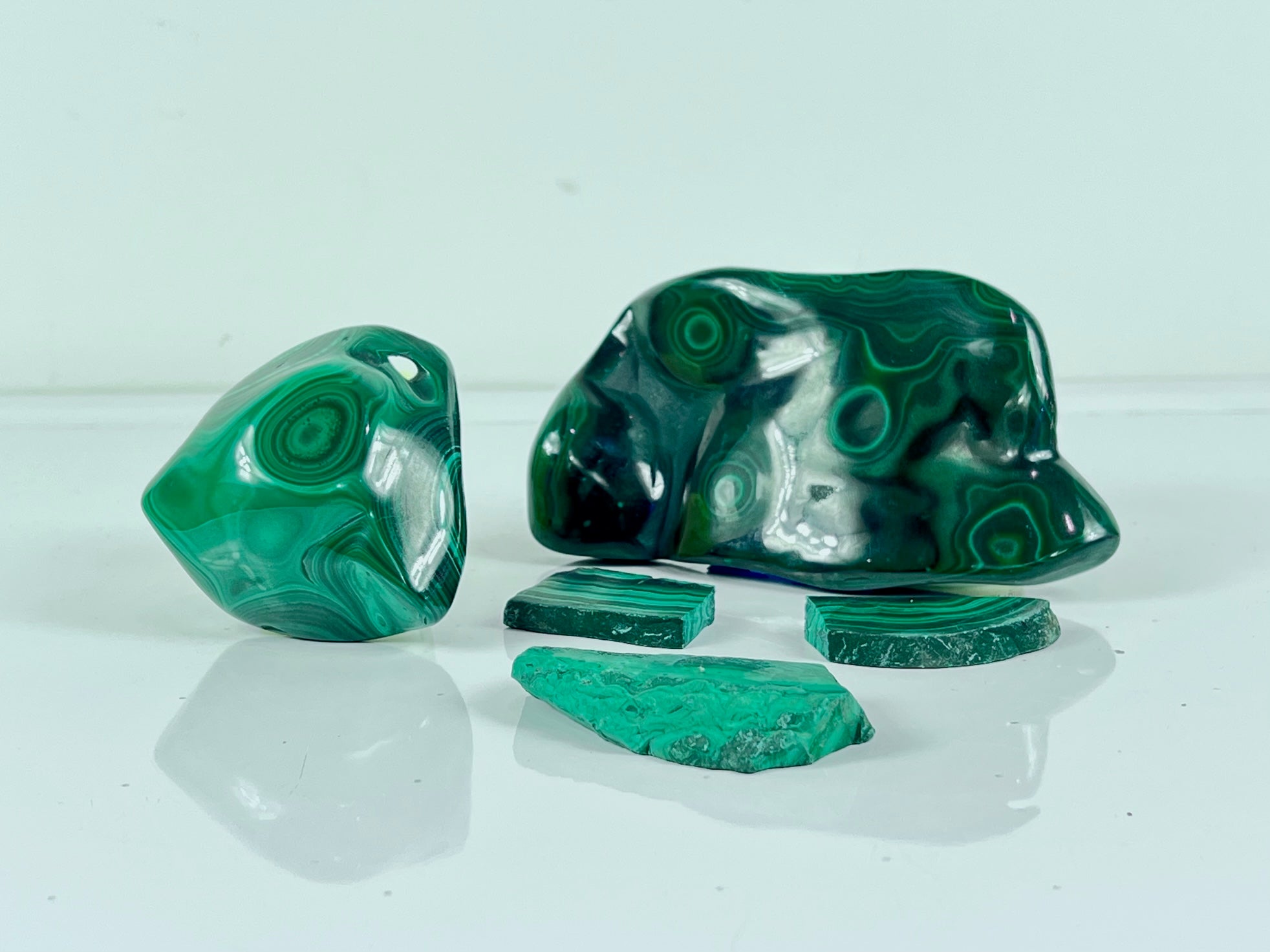 Malachite Free Forms and Slices