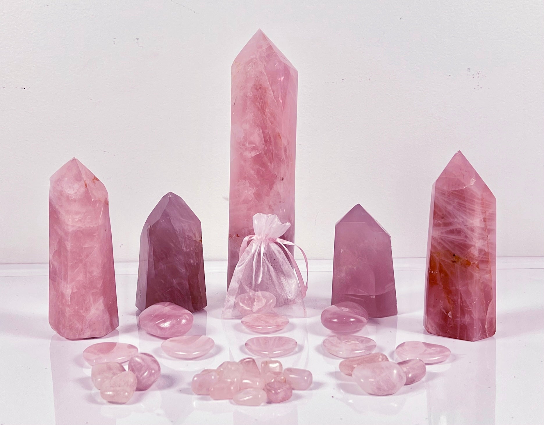 Rose Quartz Pointers, Heart Stones, Tumbled 