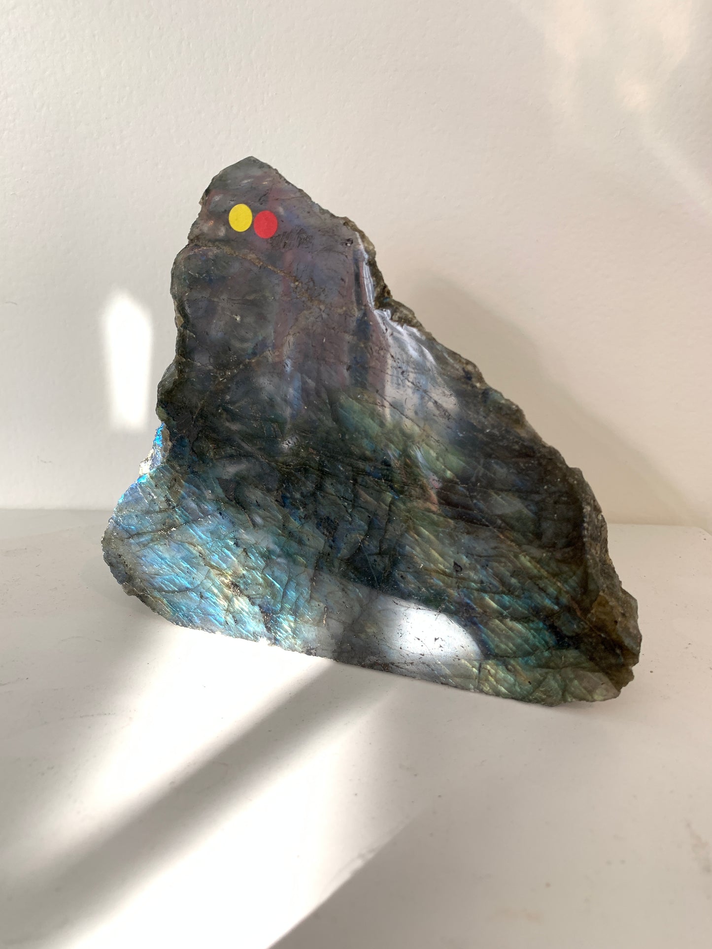 Labradorite Side Polish Freeform Crystal - Red/Yellow Dot